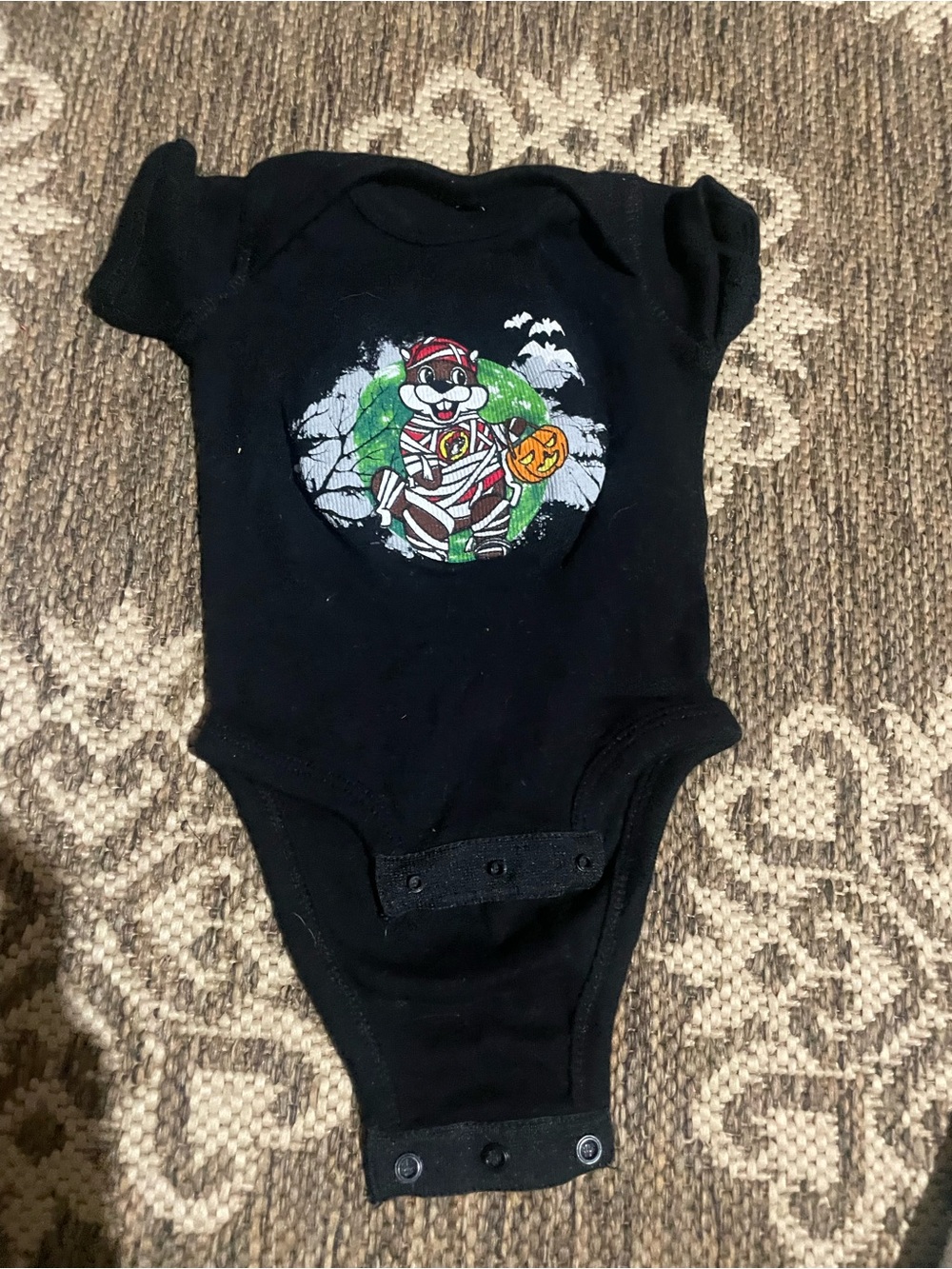 Buccees  Black Halloween Mummy Bear One-Piece Bodysuit 3 month